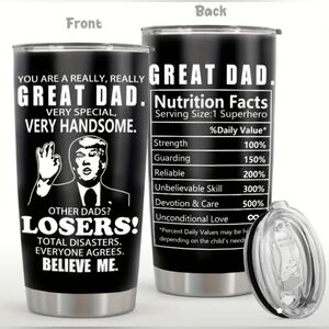 20oz Stainless Steel Tumbler. Trump. Greatest Dad. With box and straw.